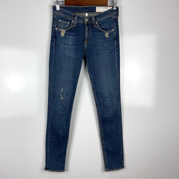 rag & bone Denim - Rag & Bone La Paz Skinny Jeans Distressed Women's Size 26 Dark Wash Blue Casual